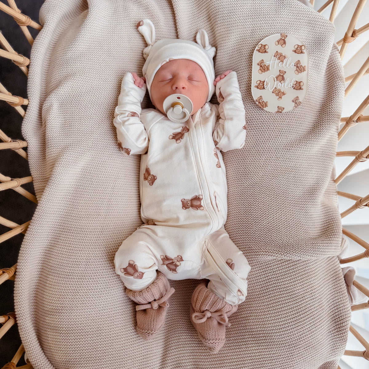 SPECKLED TEDDY BEAR THEMED MILESTONE SET OVAL | UV Printed Acrylic