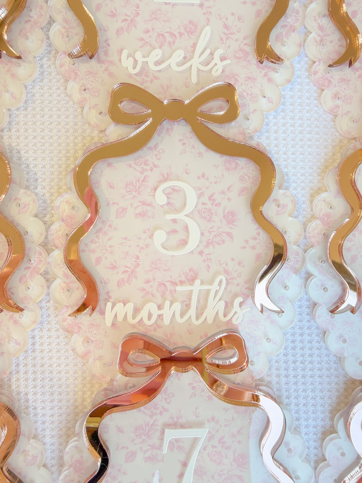 VINTAGE BOW MILESTONE SET | SCALLOP OVAL | UV Printed Acrylic