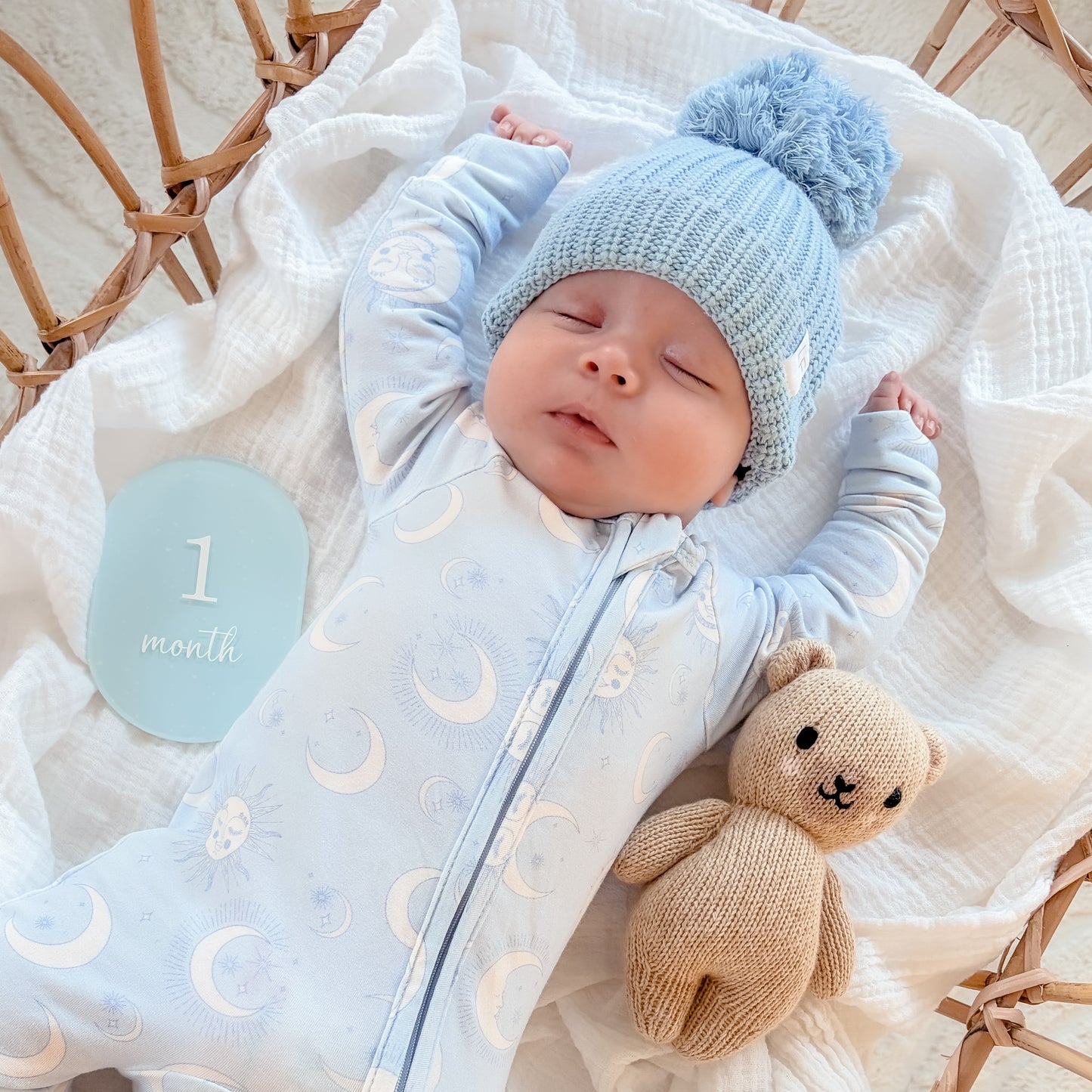 BLUE SPECKLED MILESTONE SET OVAL | UV Printed Acrylic