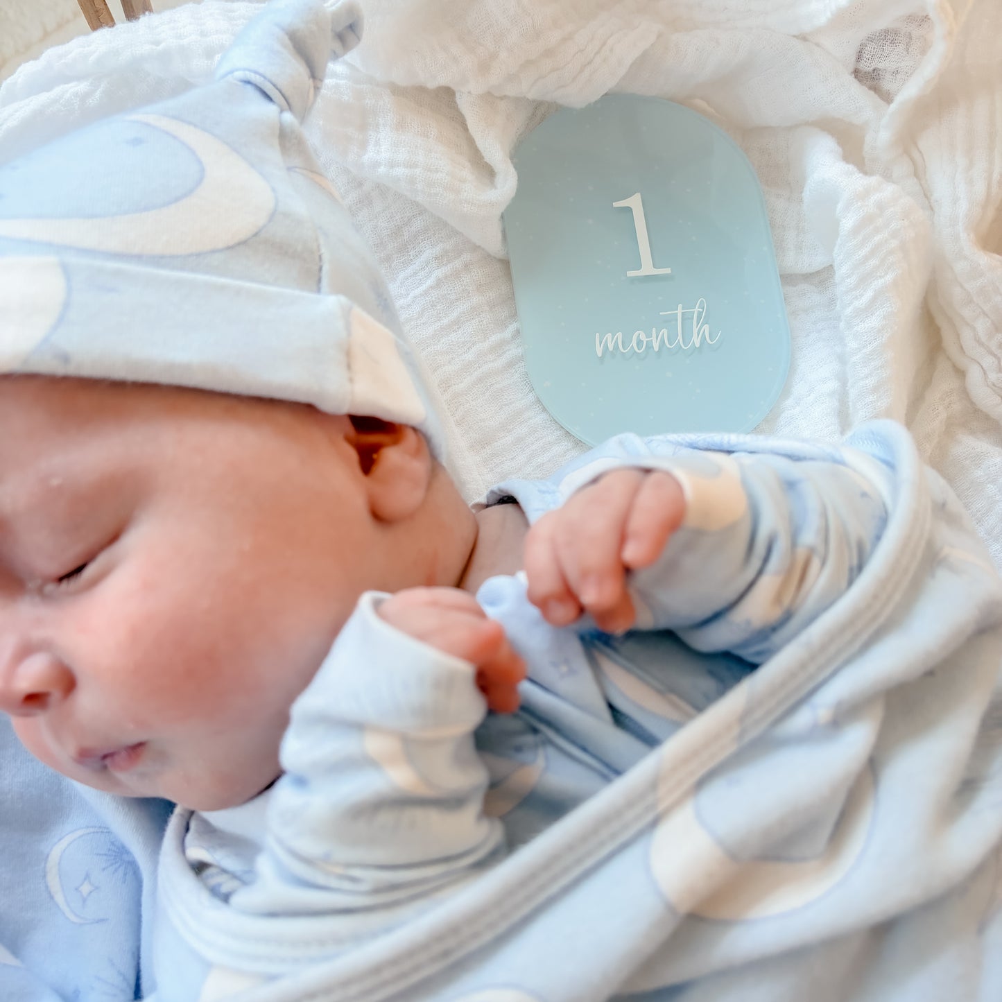 BLUE SPECKLED MILESTONE SET OVAL | UV Printed Acrylic