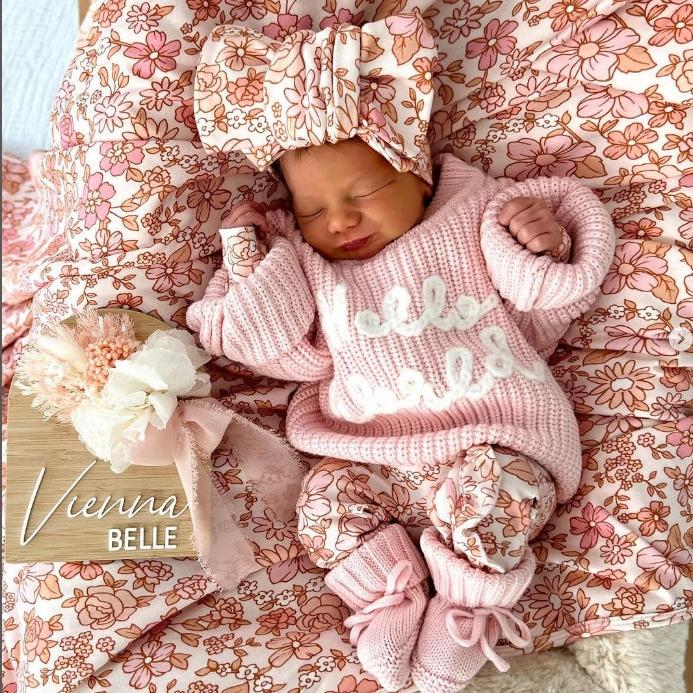 'Hello World' Chunky Knit Jumper - Baby Pink