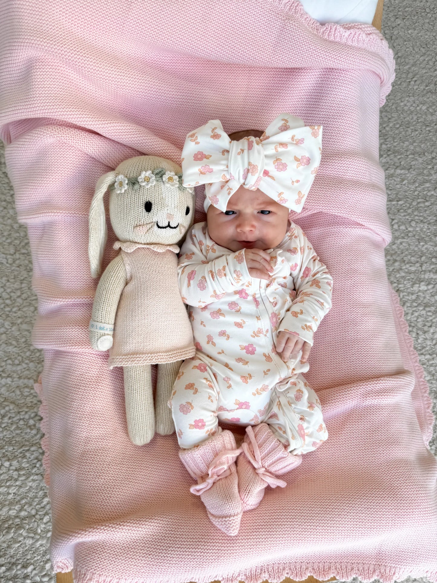 Knitted Heirloom Blanket - Baby Pink