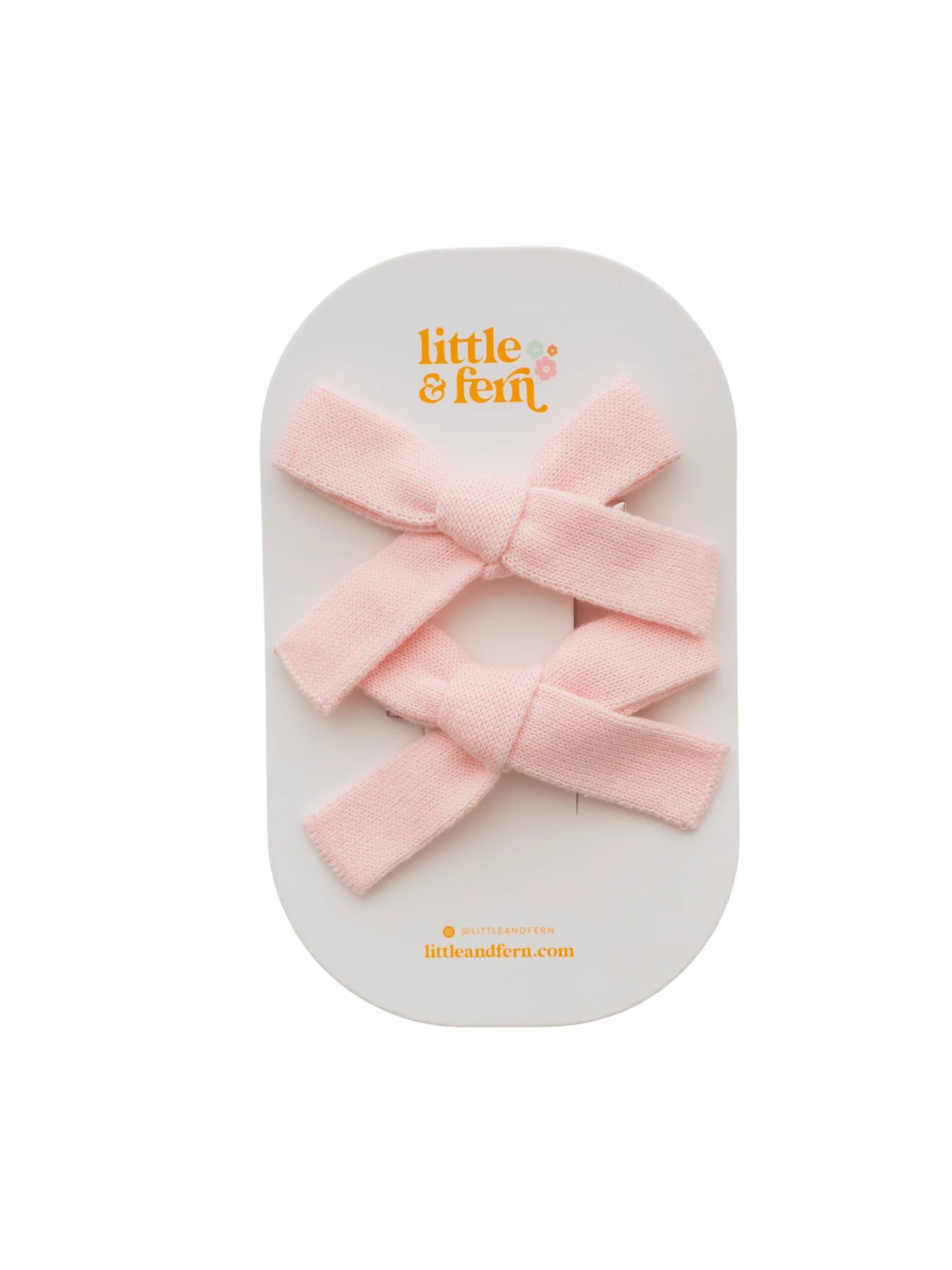 Twin Bow Clips | Baby Pink Knit