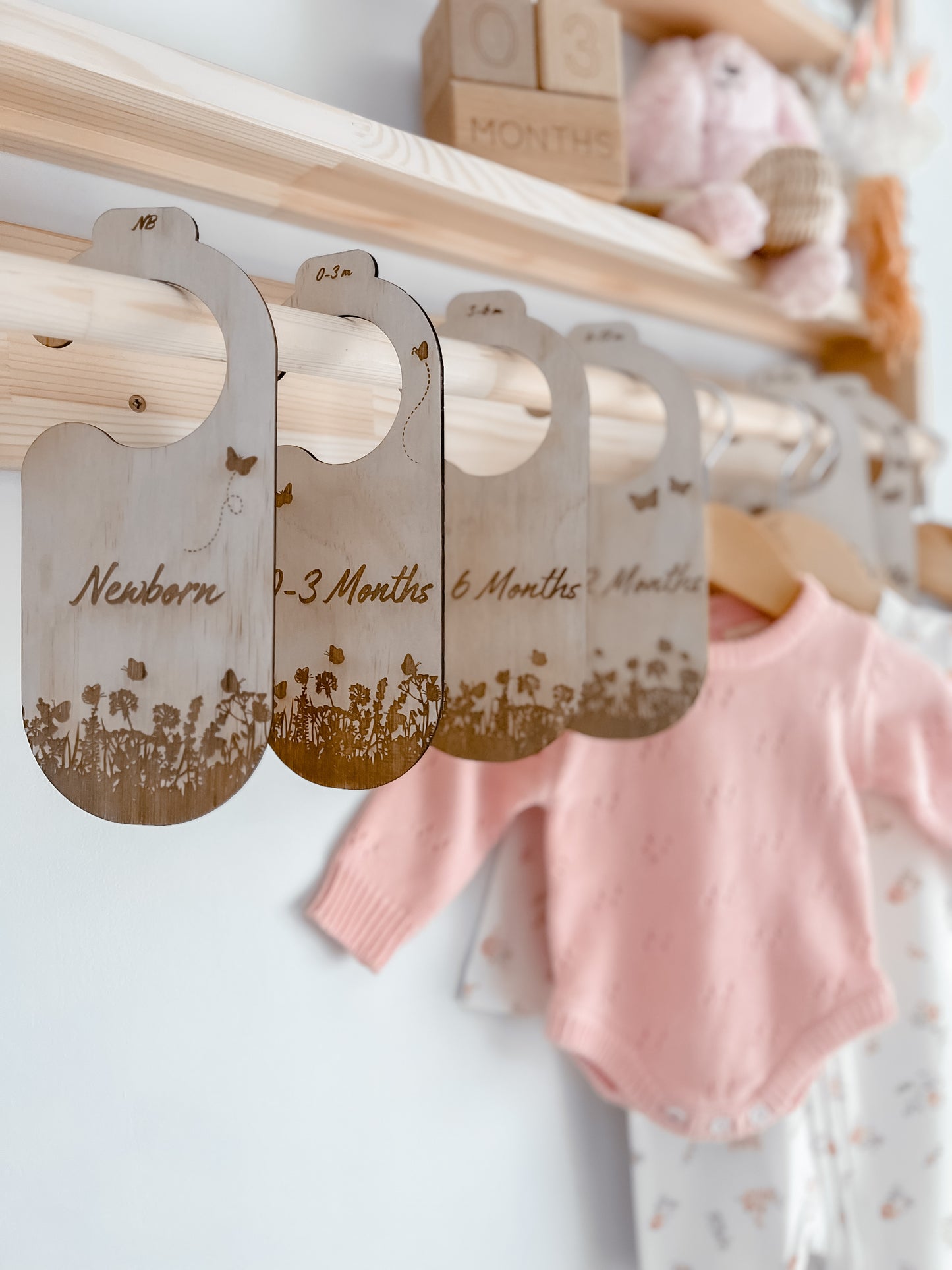 Wooden Nursery/Baby Wardrobe Dividers - Butterflies