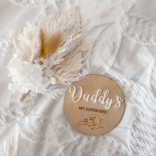 Wooden "Daddy's My Superhero" Plaque