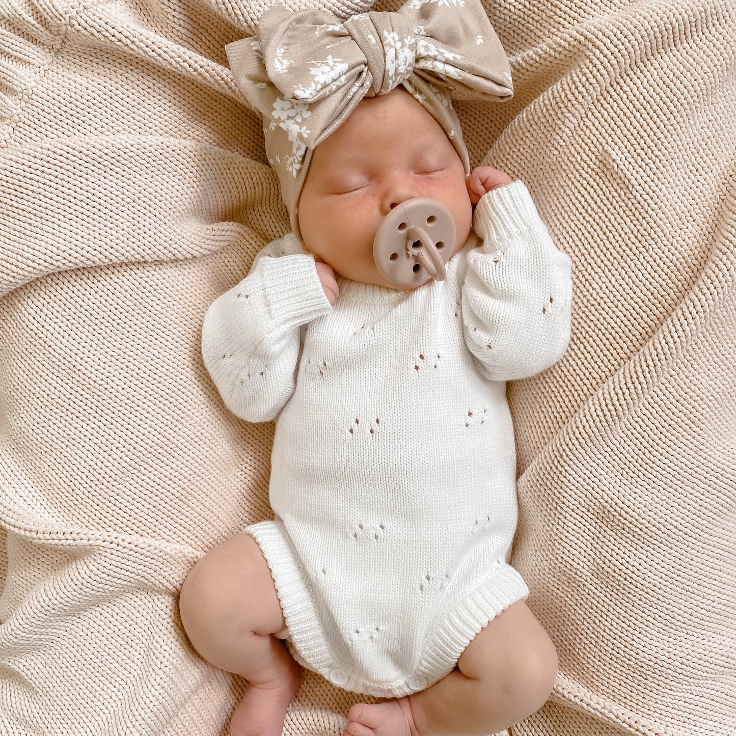 Knit Pointelle Romper - Marshallow