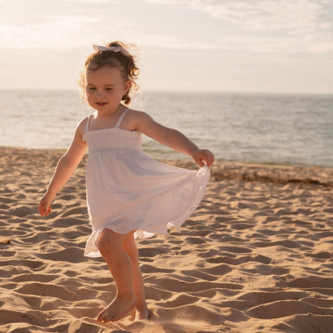 white dress, toddler dress, twirl skirt