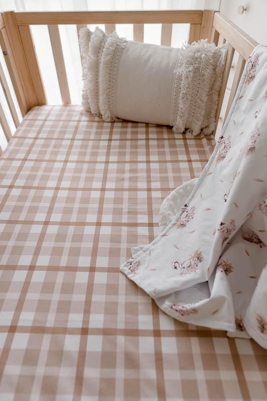 Earthy Plaid Fitted Cot Sheet