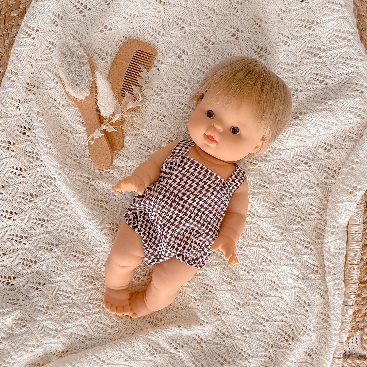 Doll Overall - Chocolate Gingham