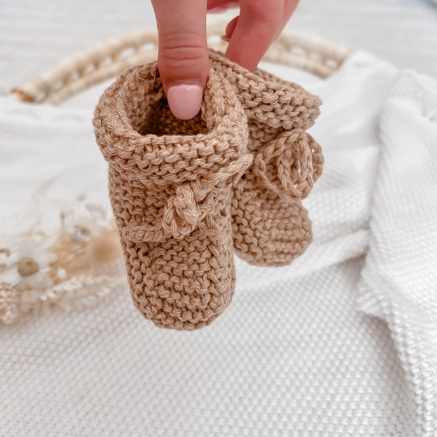 Handmade Crochet Booties - Toffee Marle