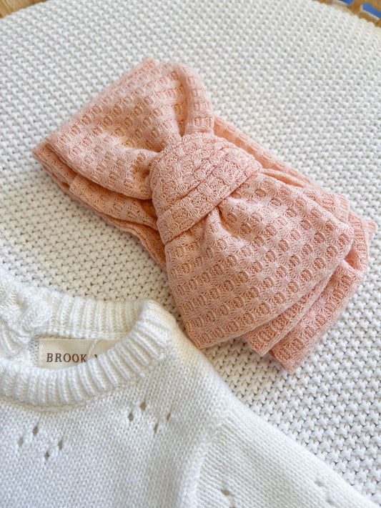 Oversized Topknot - Muted Pink Waffle