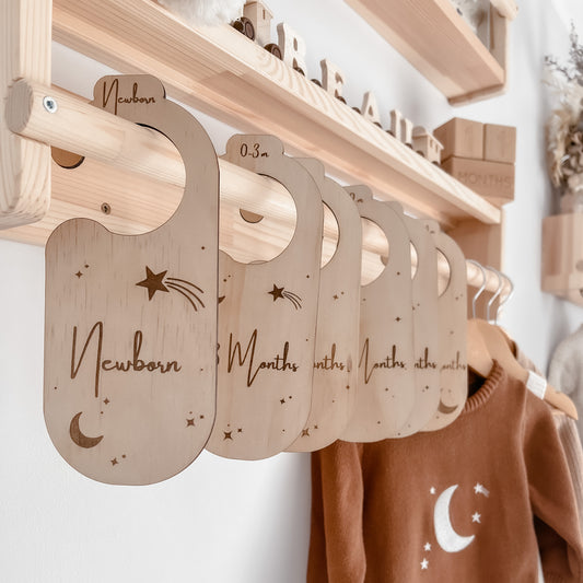 Wooden Nursery/Baby Wardrobe Dividers - Celestial